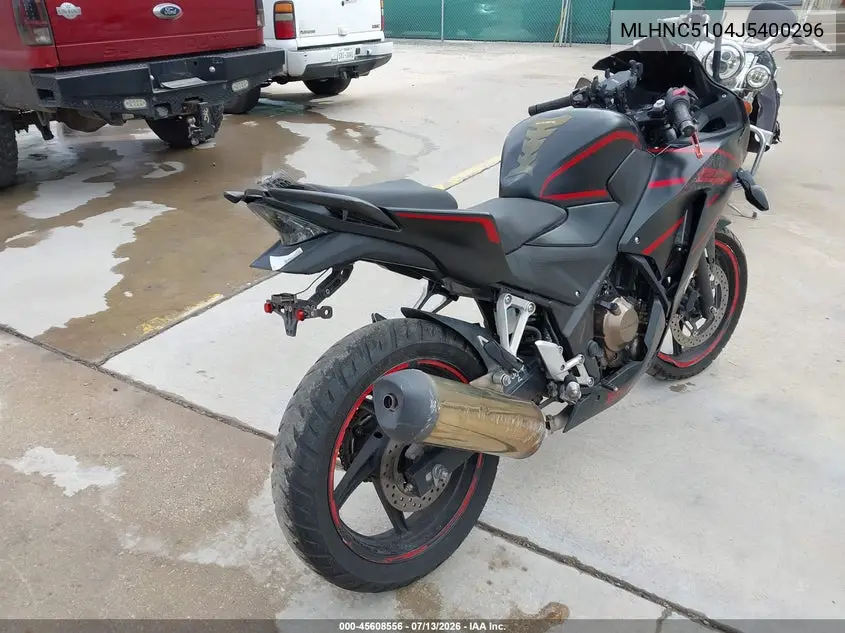2018 Honda Cbr300 R VIN: MLHNC5104J5400296 Lot: 45608556