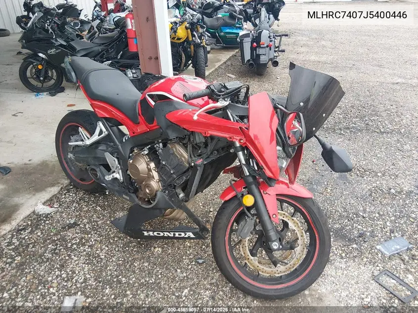 2018 Honda Cbr650 F VIN: MLHRC7407J5400446 Lot: 45619057