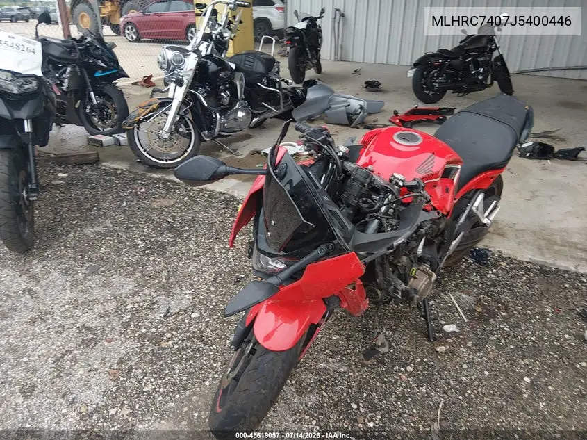 2018 Honda Cbr650 F VIN: MLHRC7407J5400446 Lot: 45619057