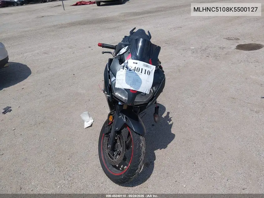 2019 Honda Cbr300 R VIN: MLHNC5108K5500127 Lot: 45240110