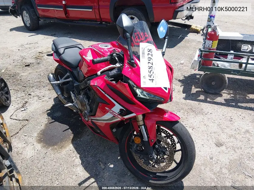 2019 Honda Cbr650 R VIN: MLHRH0110K5000221 Lot: 45582928