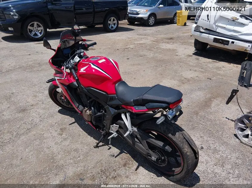 2019 Honda Cbr650 R VIN: MLHRH0110K5000221 Lot: 45582928