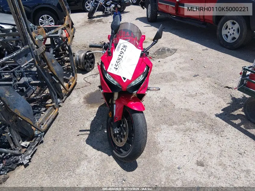 2019 Honda Cbr650 R VIN: MLHRH0110K5000221 Lot: 45582928