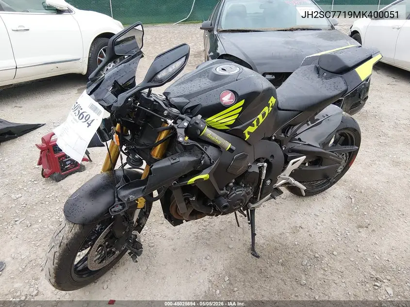 2021 Honda Cbr1000 Rr VIN: JH2SC7719MK400051 Lot: 45025694