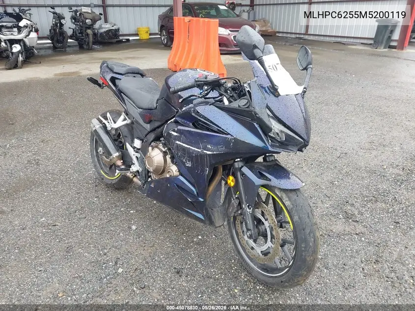 2021 Honda Cbr500 Ra VIN: MLHPC6255M5200119 Lot: 45078830