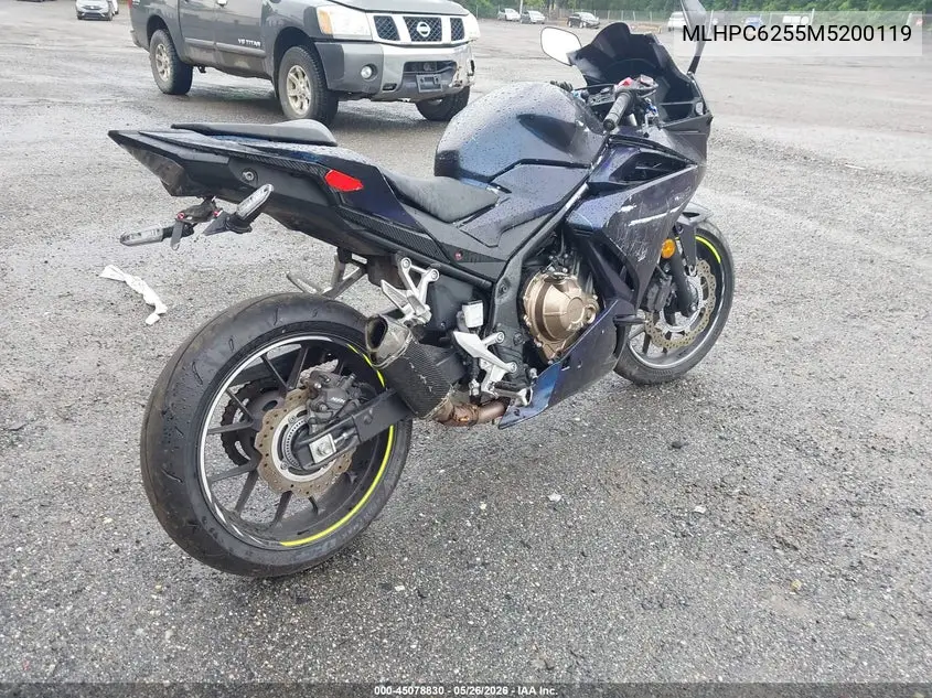 2021 Honda Cbr500 Ra VIN: MLHPC6255M5200119 Lot: 45078830