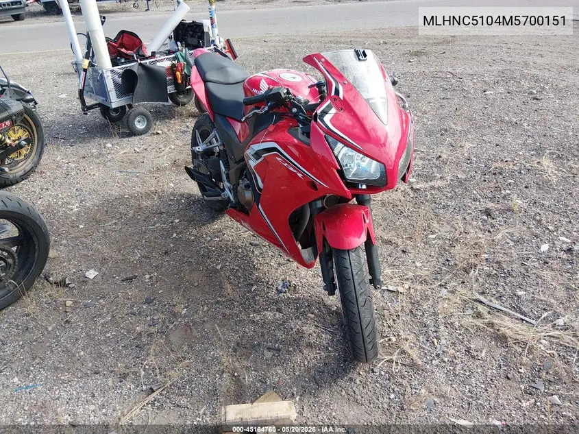 2021 Honda Cbr300 R VIN: MLHNC5104M5700151 Lot: 45164760