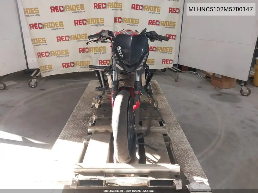 2021 Honda Cbr300 R VIN: MLHNC5102M5700147 Lot: 45333370