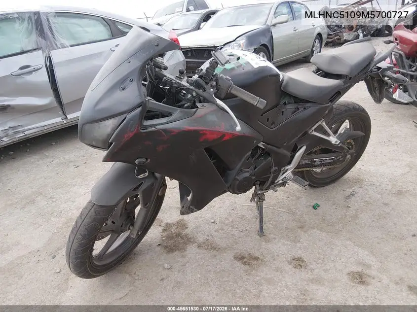2021 Honda Cbr300 R VIN: MLHNC5109M5700727 Lot: 45651530