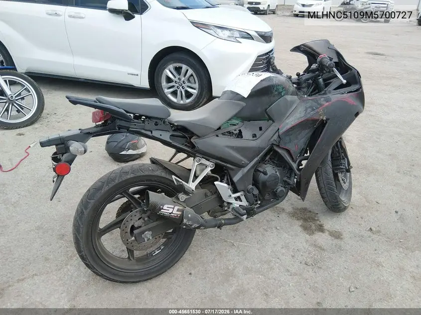 2021 Honda Cbr300 R VIN: MLHNC5109M5700727 Lot: 45651530