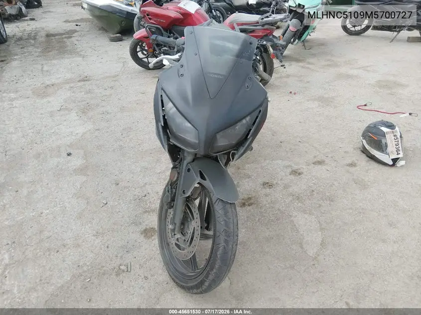 2021 Honda Cbr300 R VIN: MLHNC5109M5700727 Lot: 45651530