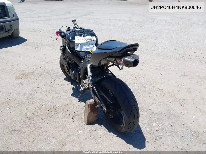 2022 Honda Cbr600 Rr VIN: JH2PC40H4NK800046 Lot: 45433993