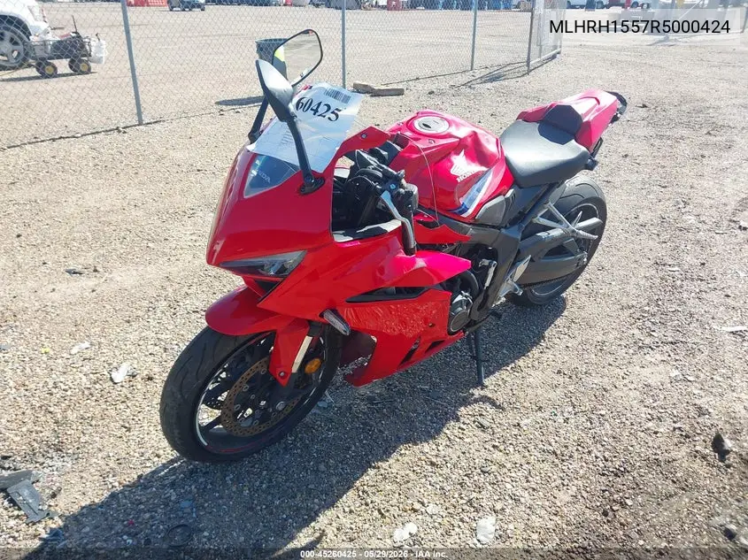 2024 Honda Cbr650 R VIN: MLHRH1557R5000424 Lot: 45260425