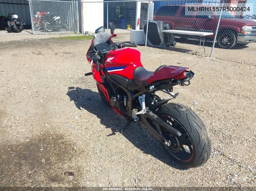 2024 Honda Cbr650 R VIN: MLHRH1557R5000424 Lot: 45260425