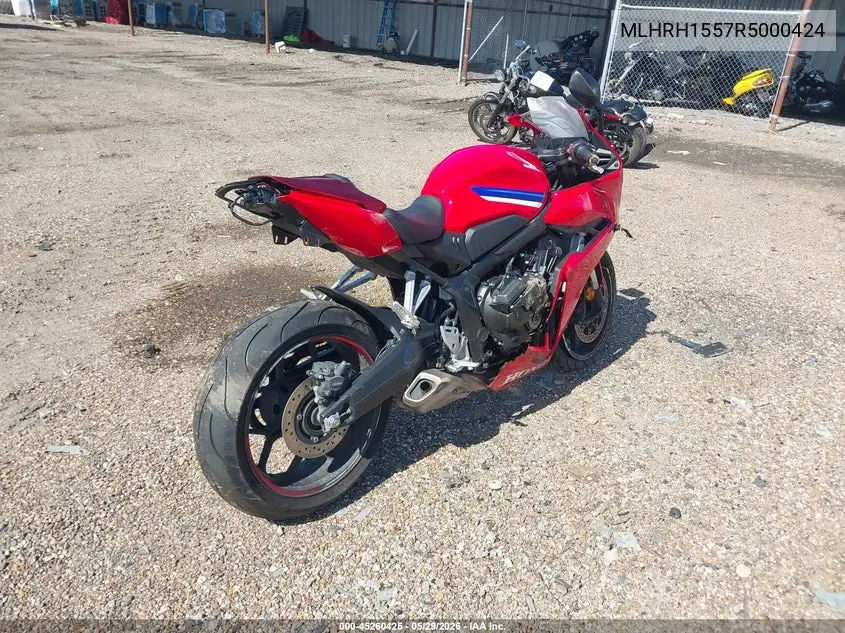 2024 Honda Cbr650 R VIN: MLHRH1557R5000424 Lot: 45260425