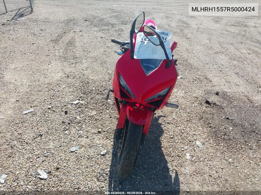 2024 Honda Cbr650 R VIN: MLHRH1557R5000424 Lot: 45260425