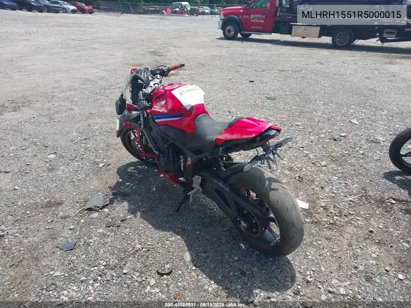2024 Honda Cbr650 R VIN: MLHRH1551R5000015 Lot: 45385931