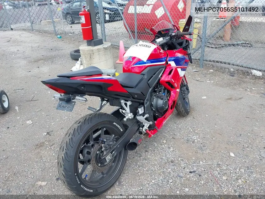 2025 Honda Cbr500 Ra VIN: MLHPC7056S5101492 Lot: 45430880