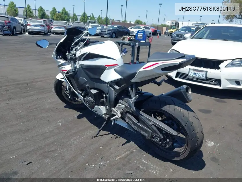 2025 Honda Cbr1000 Ra VIN: JH2SC7751SK800119 Lot: 45494688
