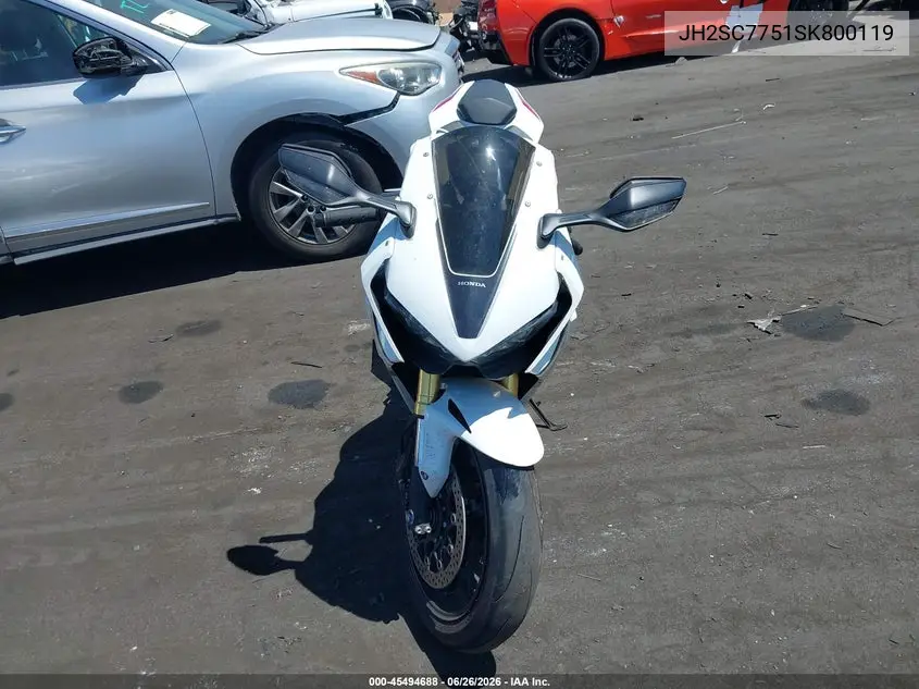 2025 Honda Cbr1000 Ra VIN: JH2SC7751SK800119 Lot: 45494688