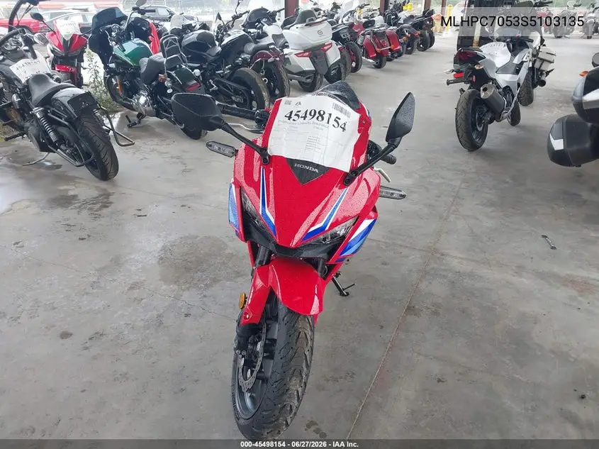 2025 Honda Cbr500 Ra VIN: MLHPC7053S5103135 Lot: 45498154