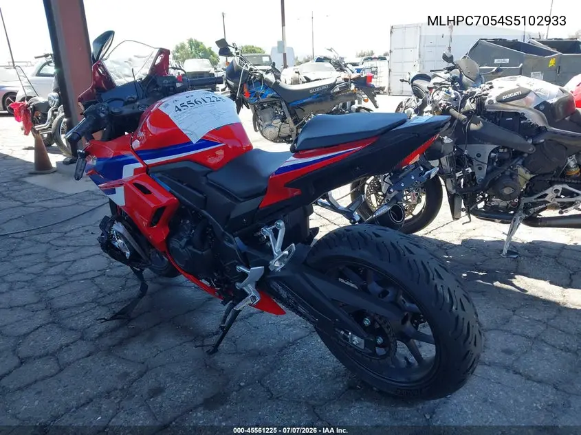 2025 Honda Cbr500 Ra VIN: MLHPC7054S5102933 Lot: 45561225