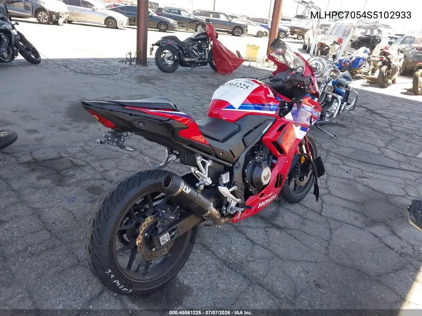 2025 Honda Cbr500 Ra VIN: MLHPC7054S5102933 Lot: 45561225