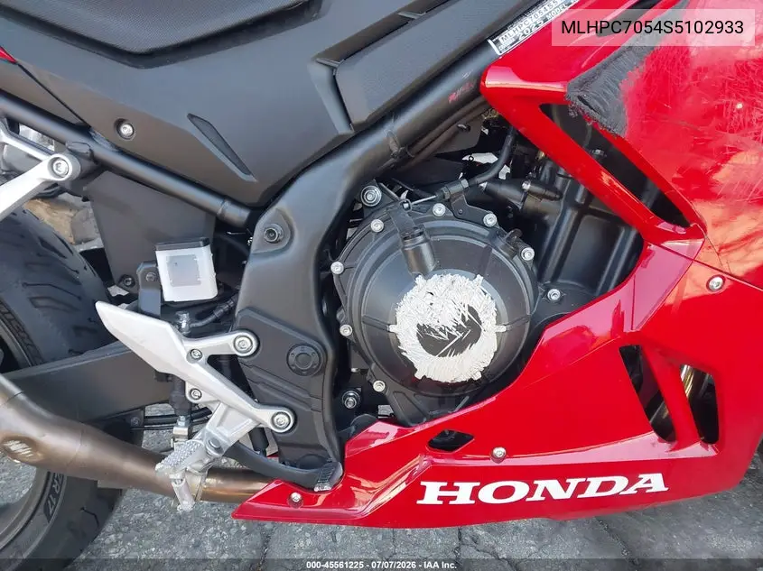 2025 Honda Cbr500 Ra VIN: MLHPC7054S5102933 Lot: 45561225