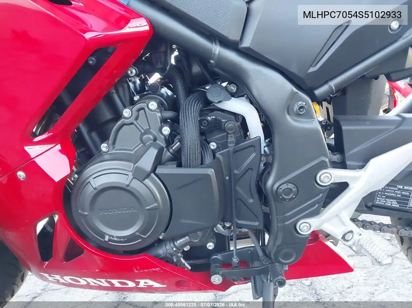 2025 Honda Cbr500 Ra VIN: MLHPC7054S5102933 Lot: 45561225