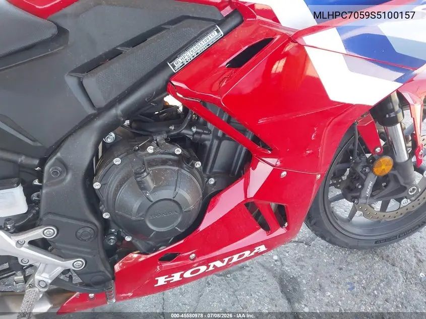 2025 Honda Cbr500 Ra VIN: MLHPC7059S5100157 Lot: 45580978