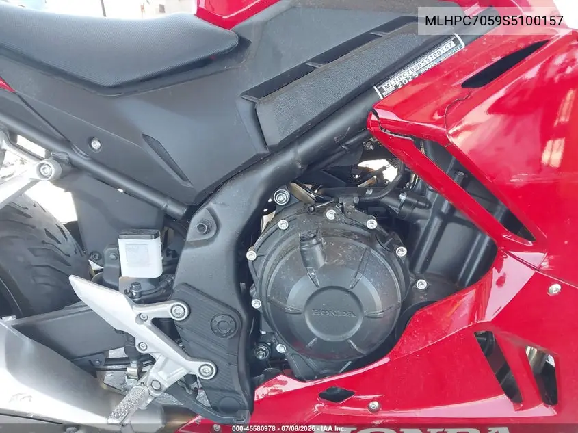 2025 Honda Cbr500 Ra VIN: MLHPC7059S5100157 Lot: 45580978