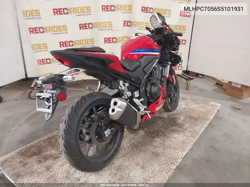 2025 Honda Cbr500 Ra VIN: MLHPC7056S5101931 Lot: 45610230