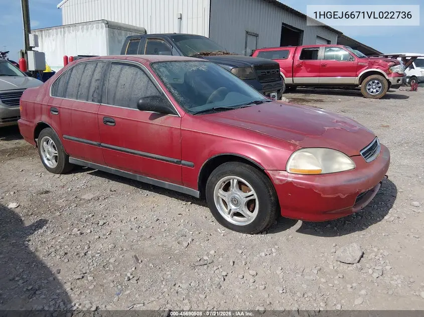 1997 Honda Civic Lx VIN: 1HGEJ6671VL022736 Lot: 45690508