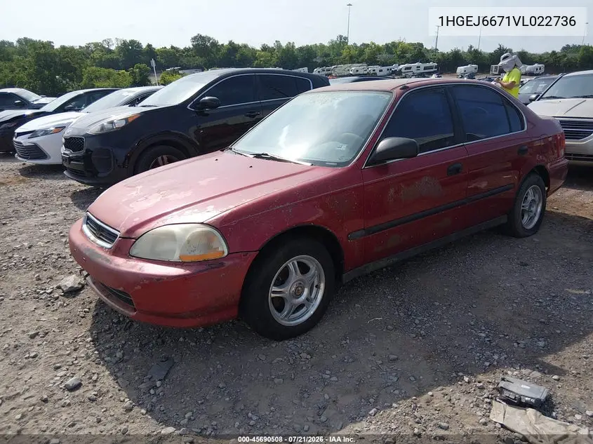 1997 Honda Civic Lx VIN: 1HGEJ6671VL022736 Lot: 45690508