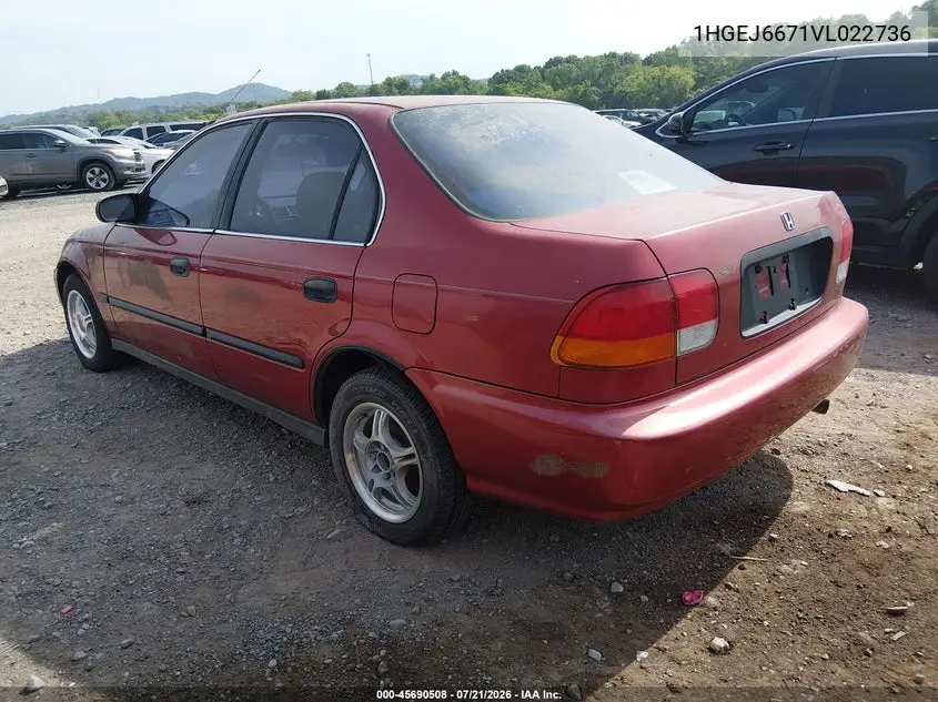1997 Honda Civic Lx VIN: 1HGEJ6671VL022736 Lot: 45690508
