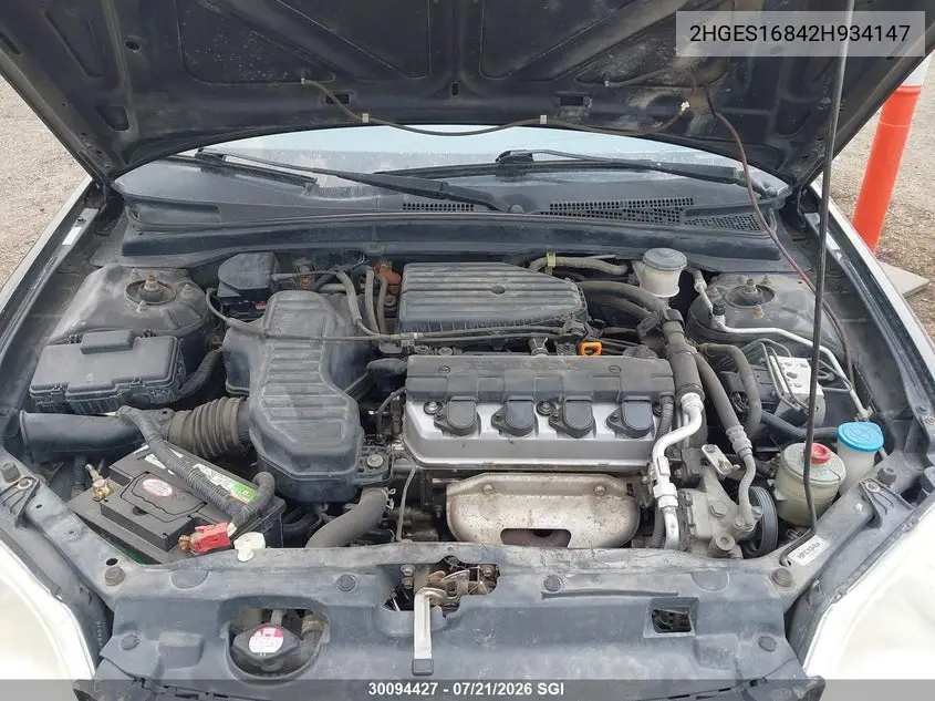 2002 Honda Civic Lx VIN: 2HGES16842H934147 Lot: 30094427