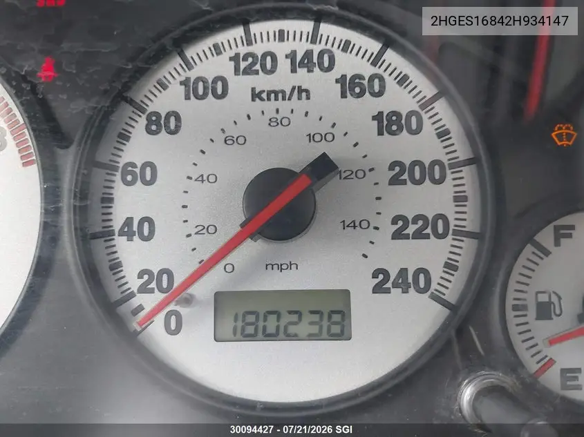 2002 Honda Civic Lx VIN: 2HGES16842H934147 Lot: 30094427