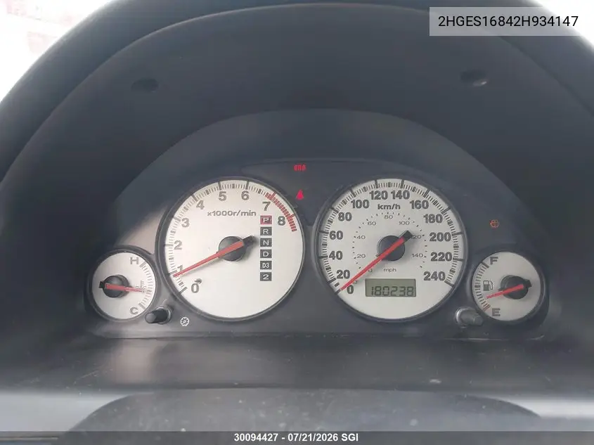 2002 Honda Civic Lx VIN: 2HGES16842H934147 Lot: 30094427