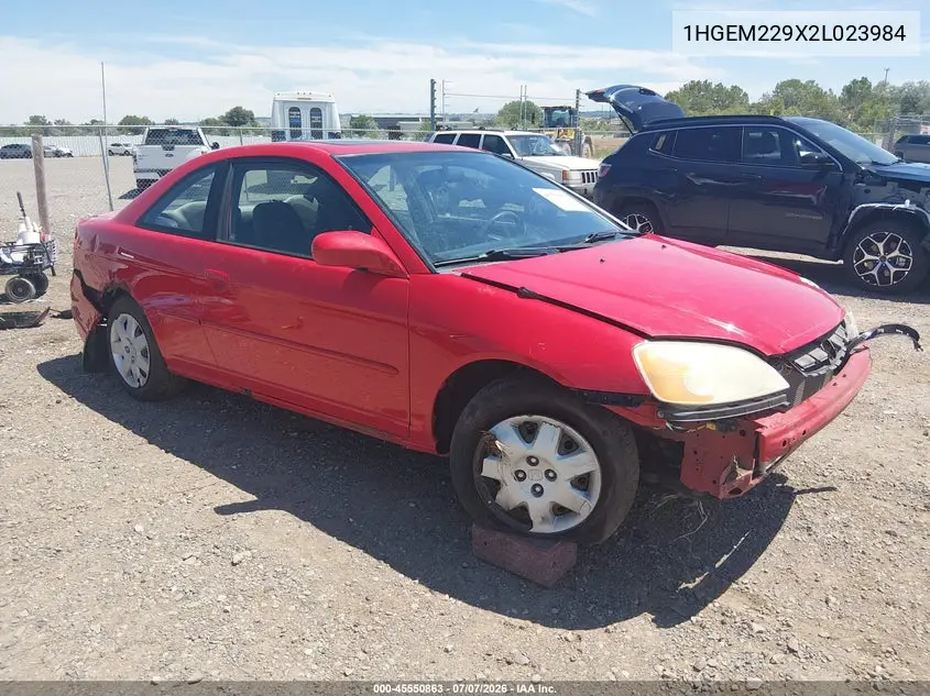 2002 Honda Civic Ex VIN: 1HGEM229X2L023984 Lot: 45550863