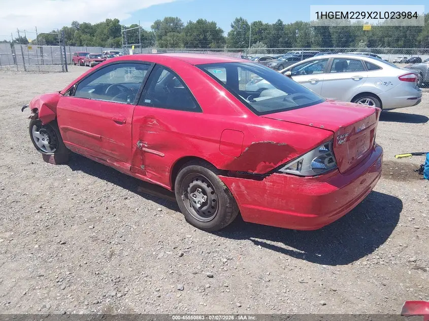 2002 Honda Civic Ex VIN: 1HGEM229X2L023984 Lot: 45550863
