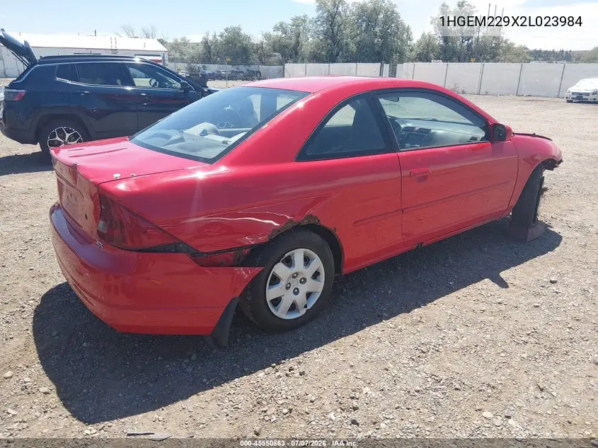 2002 Honda Civic Ex VIN: 1HGEM229X2L023984 Lot: 45550863