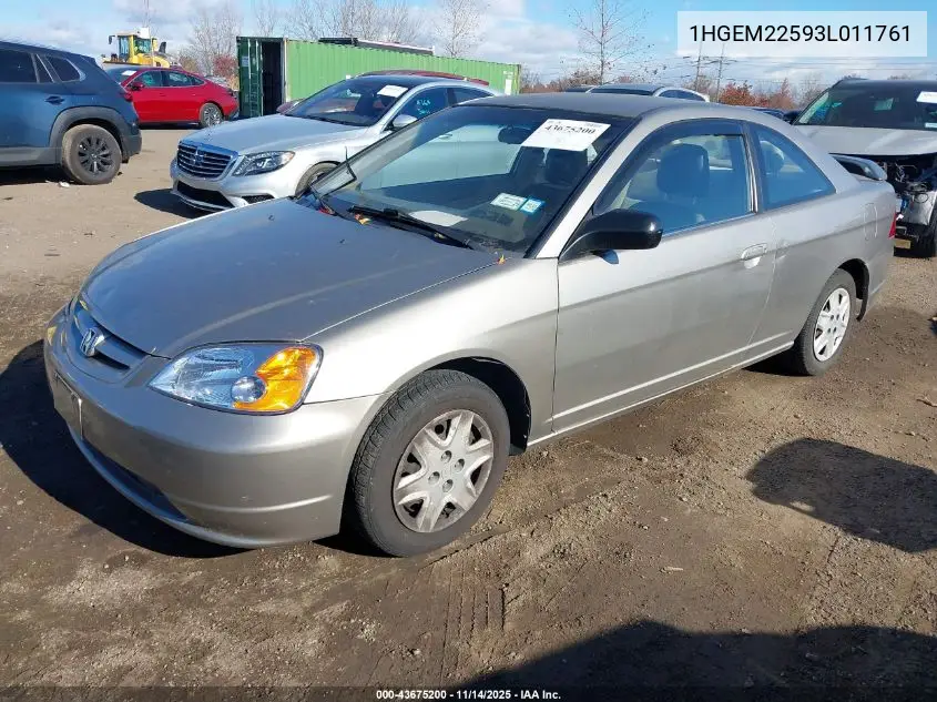 1HGEM22593L011761 2003 Honda Civic Lx