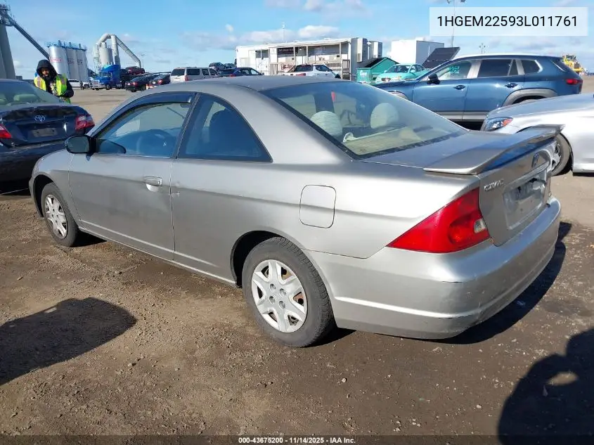 1HGEM22593L011761 2003 Honda Civic Lx