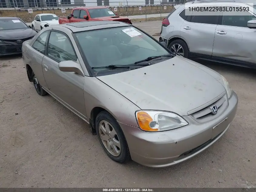 1HGEM22983L015593 2003 Honda Civic Ex