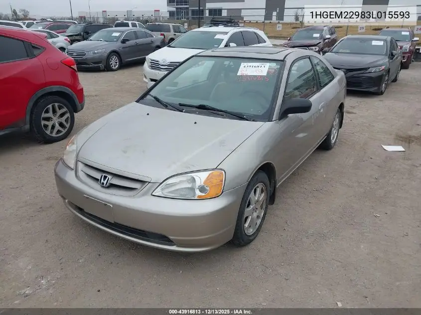 1HGEM22983L015593 2003 Honda Civic Ex