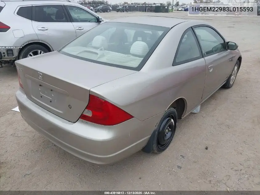 1HGEM22983L015593 2003 Honda Civic Ex