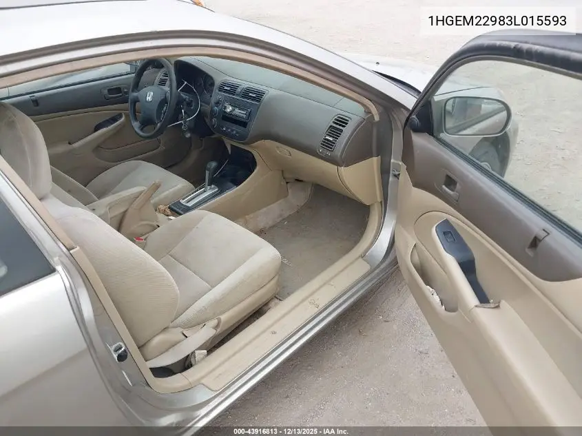 1HGEM22983L015593 2003 Honda Civic Ex