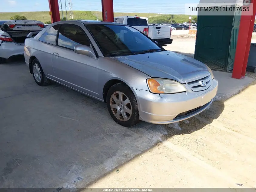 2003 Honda Civic Ex VIN: 1HGEM22913L087655 Lot: 45181351