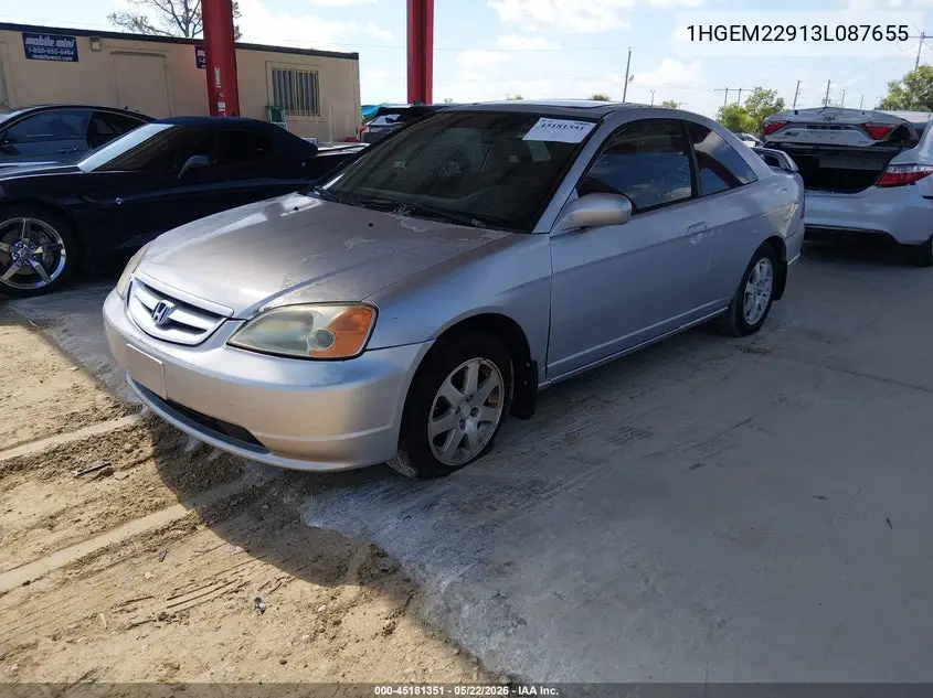 2003 Honda Civic Ex VIN: 1HGEM22913L087655 Lot: 45181351