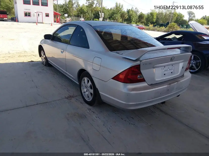 2003 Honda Civic Ex VIN: 1HGEM22913L087655 Lot: 45181351